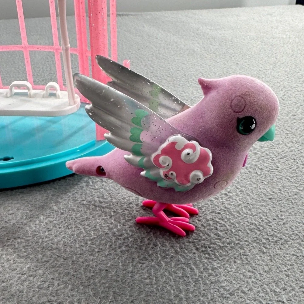 Little Live Pets Bird Cage Toy Kid Teal Interactive Flocked imaginative pretend